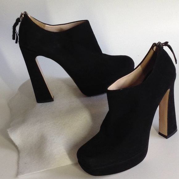 Miu Miu Shoes - Miu Miu Black Suede Booties Size 5 1/2